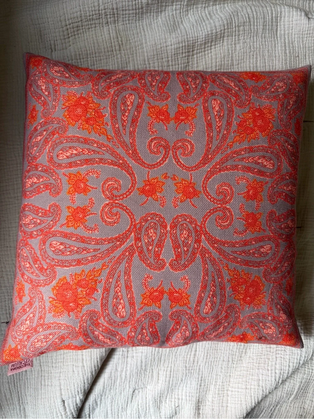 Set of four Decorative Throw Pillow covers - Coral- Grey- Orange-Pink Boho print